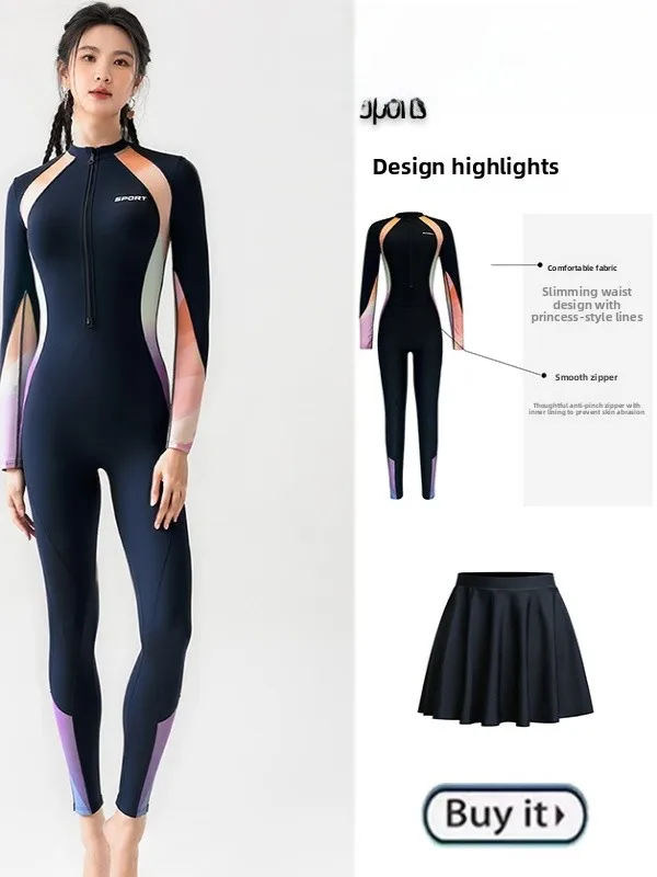 

Женский гидрокостюм-комбинезон с защитой от солнца UPF50, с длинными рукавами, для дайвинга, костюм для защиты от медуз, большие размеры, новая модель 2026 года