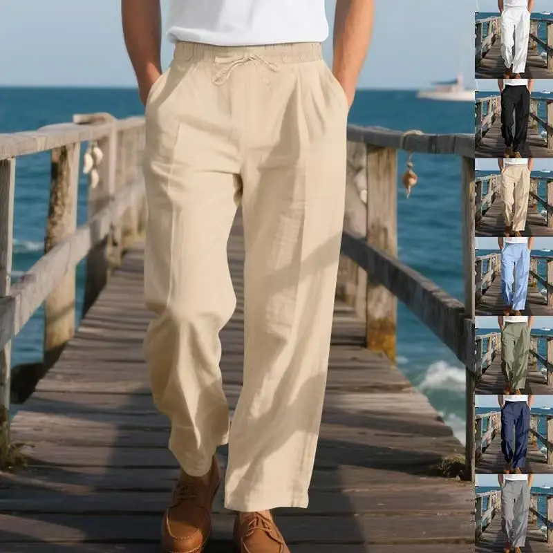 

2025 Spring and Summer New Fashionable 100% Cotton Pants Men Loose Large Comfortable Simple Leisure Street Sportswear