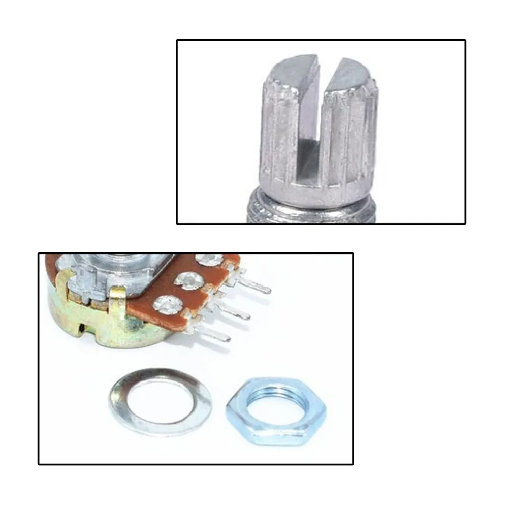 

B10K Potentiometer 25Mm Long Knurled Split Shaft Audio Taper For Guitar Volume Tone Control Electric Bass Amp Instrument