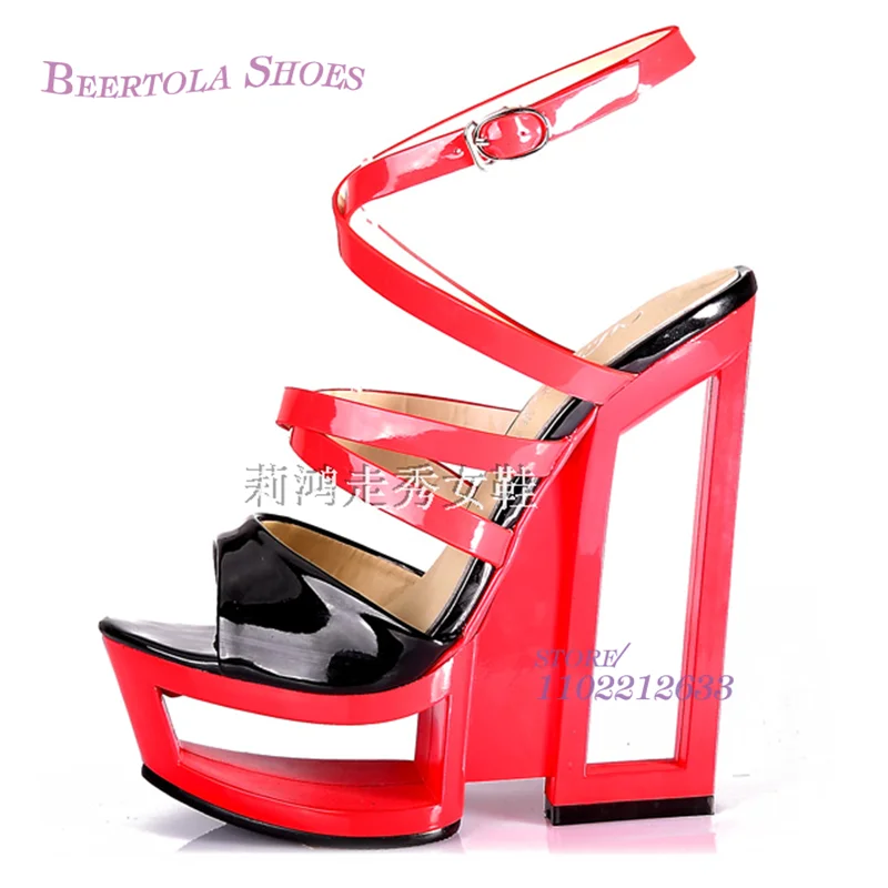 Red Pvc Crystal Heels Woman Dance Open Buckle Platform Sandals Spring Pole Green Bling Hollow Glitter Pump Girl scarpe da ginnastica