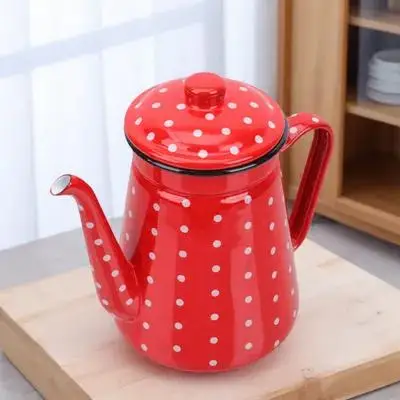 

Enameled Water Kettle 1.5L Household Teakettle Cold Water Pot For Kitchen Storage Enamel Coffee Pot Milk Container Narrow