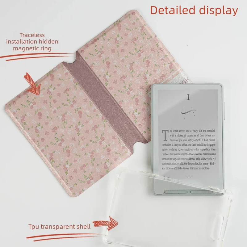 XTEINK X3 X4 magnetic separation all-inclusive TPU transparent shell electronic paper reader floral small fresh.