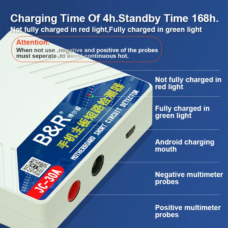 B & R-Motherboard Short Circuit Detector Tool, Multi-Funcional, Mainboard Failure Repair, Shortkiller Phone, JC-30A