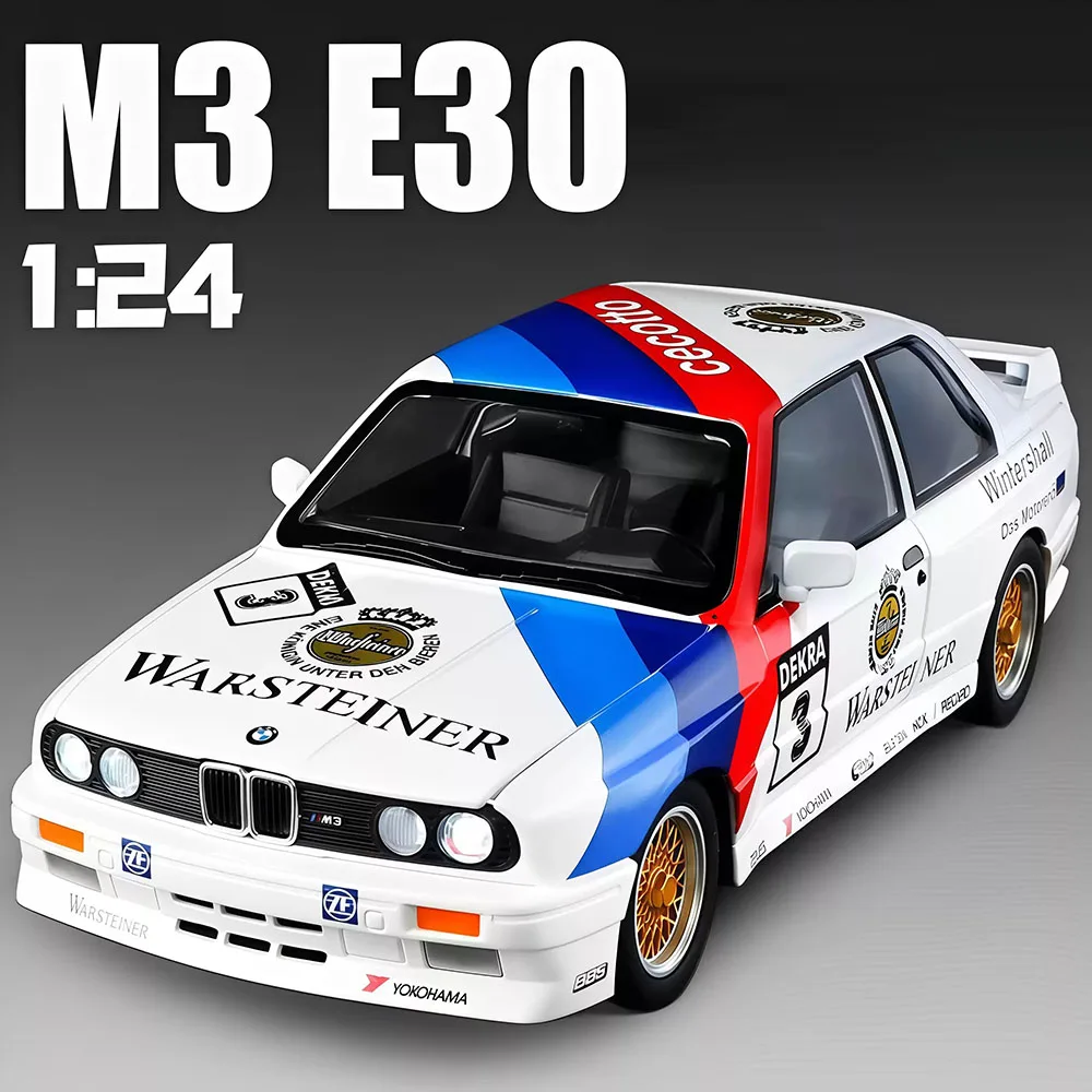 1:24 M3 M4 modèle jouets moulé sous pression voiture en alliage 4 portes ouvert son lumière retirer roue avant véhicule de direction pour garçon cadeau d'anniversaire