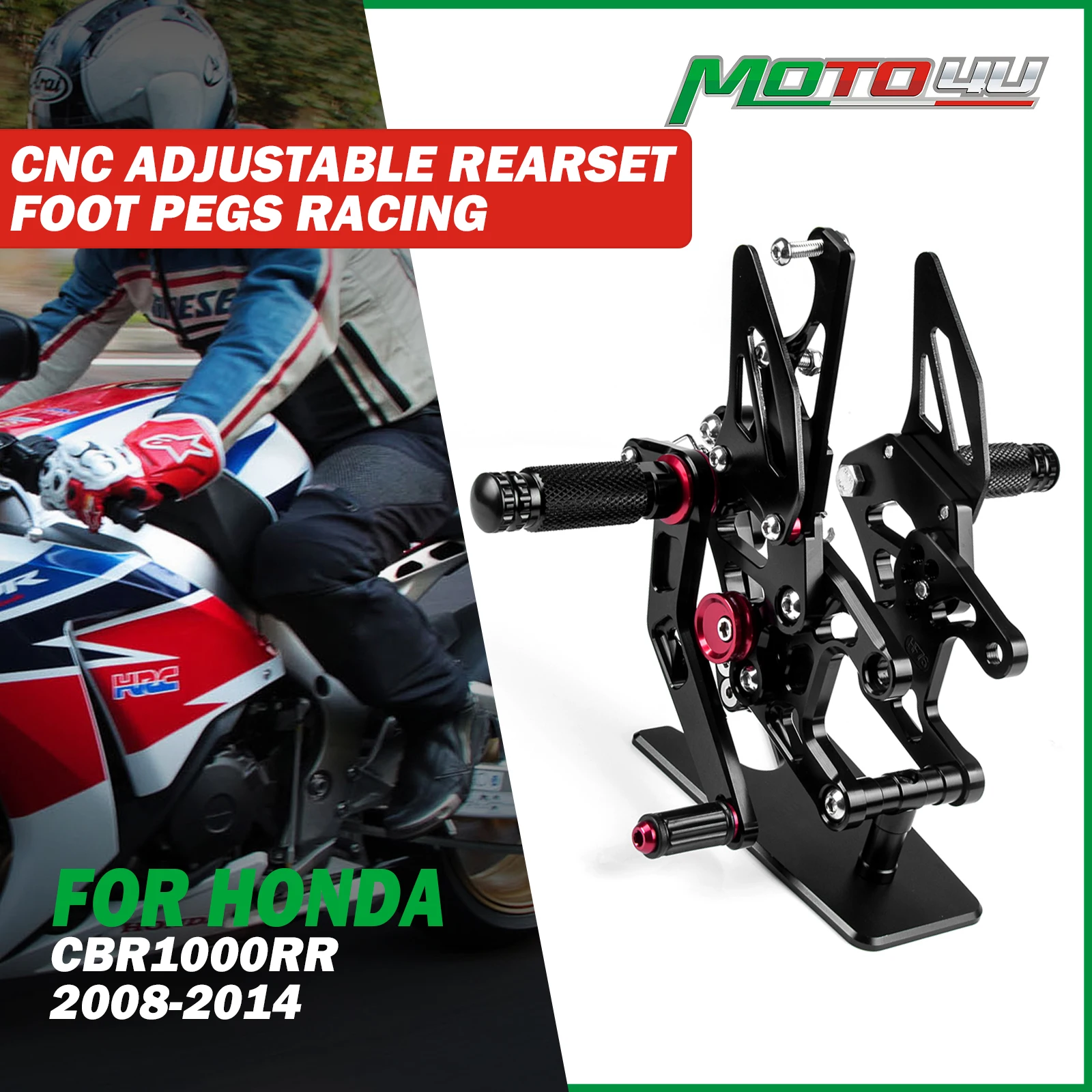 

CNC Adjustable Rearset Foot Pegs Racing Rear Set Black For Honda CBR1000RR CBR 1000RR 2008 2009 2010 2011 2012 2013 2014