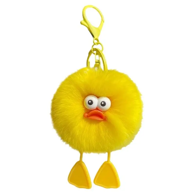 Niedlicher Flauschiger Enten-Pompon-Schlüsselanhänger aus Weichem Kunstfell, Kleiner Anhänger als Deko-Geschenk für Mädchen und Schülerinnen für den täglichen Gebrauch – Detail 7
