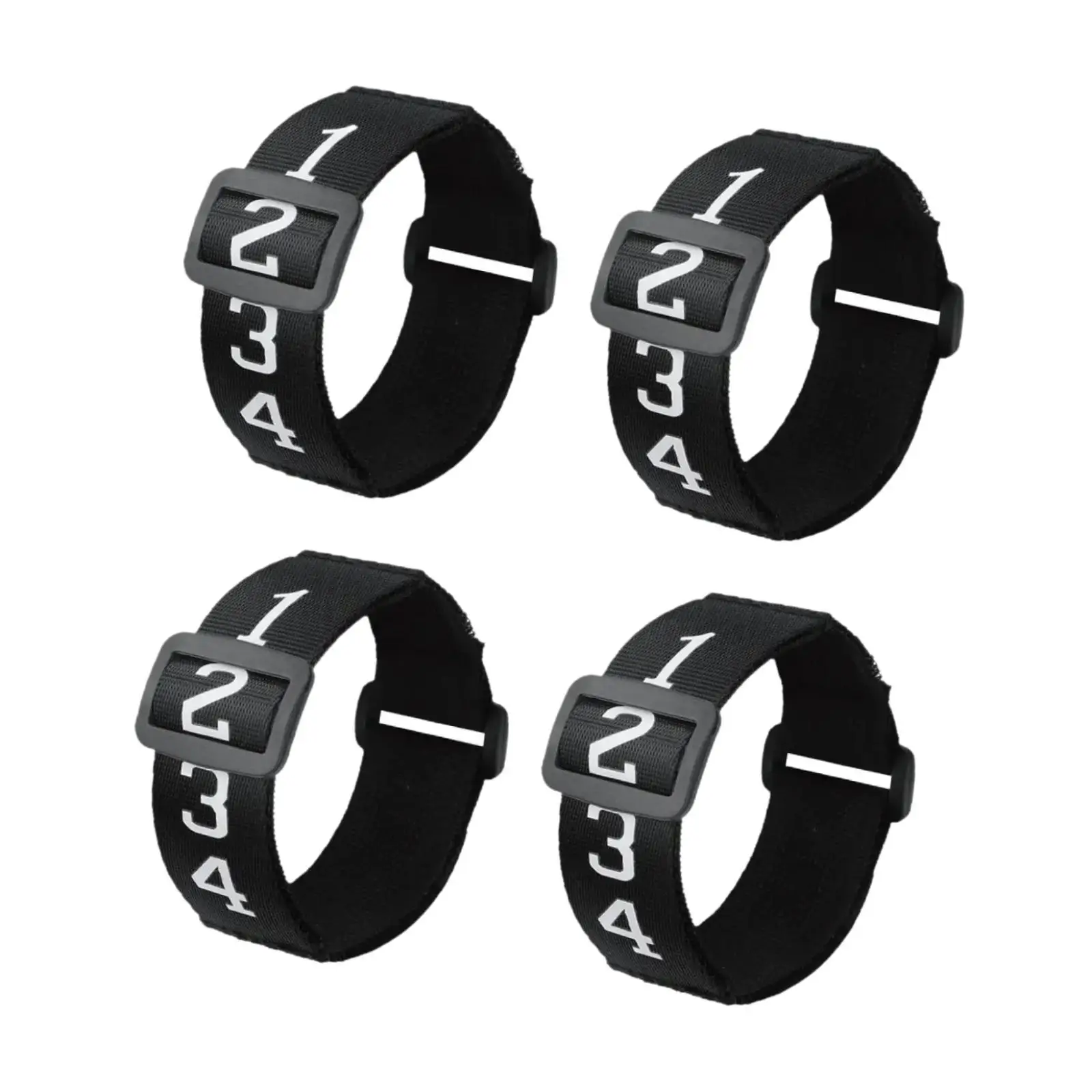 4x ฟุตบอลสายรัดข้อมืออุปกรณ์อย่างเป็นทางการสวมใส่น้ําหนักเบาแบบพกพาฟุตบอลสายรัดข้อมือสีดําหมายเลขลงตัวบ่งชี้