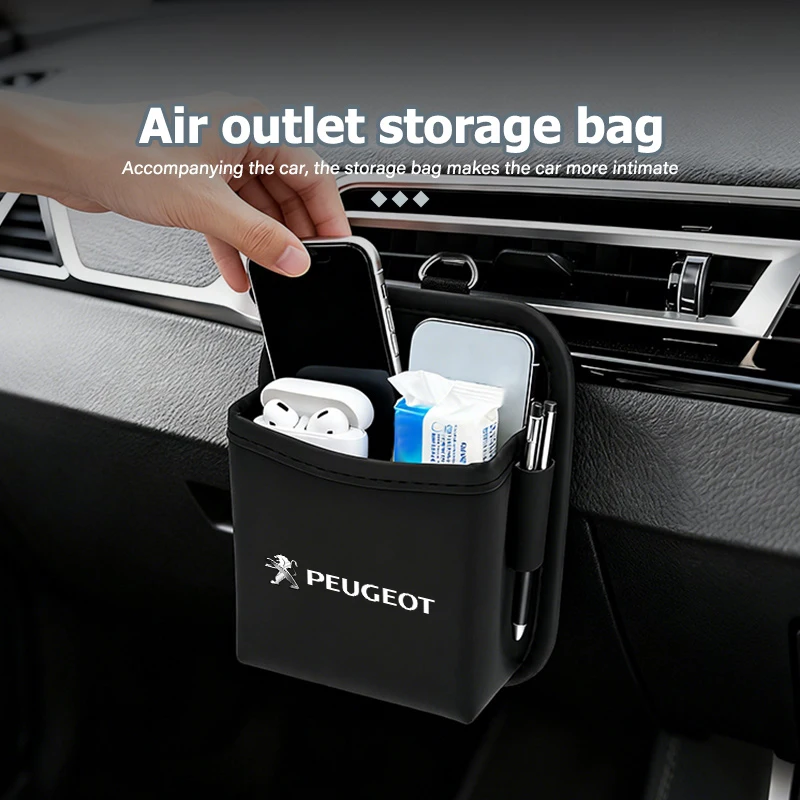 Caja de almacenamiento para coche, bolsa para residuos de salida de aire, caja colgante para salpicadero, para Peugeot 206, 208, 207, 3008, 308, 2008, 107, 508, 607, 106, 406, 407