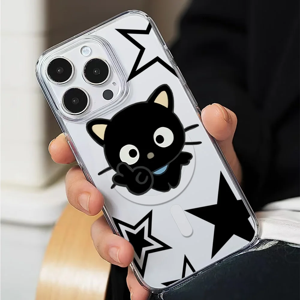 MINISO Cute CHOCOCAT Phone Case for iPhone 12 11 13 14 15 16 Max Pro Plus Magsafe Magnetic Wireless Cover