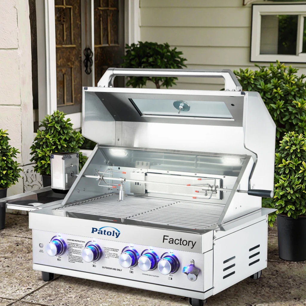 Small Portable Roasted Whole Chicken Beef Fish Grill With Visible Tempered Glass Windows Gas Or Charcoal 304 Stainless Steel BBQ