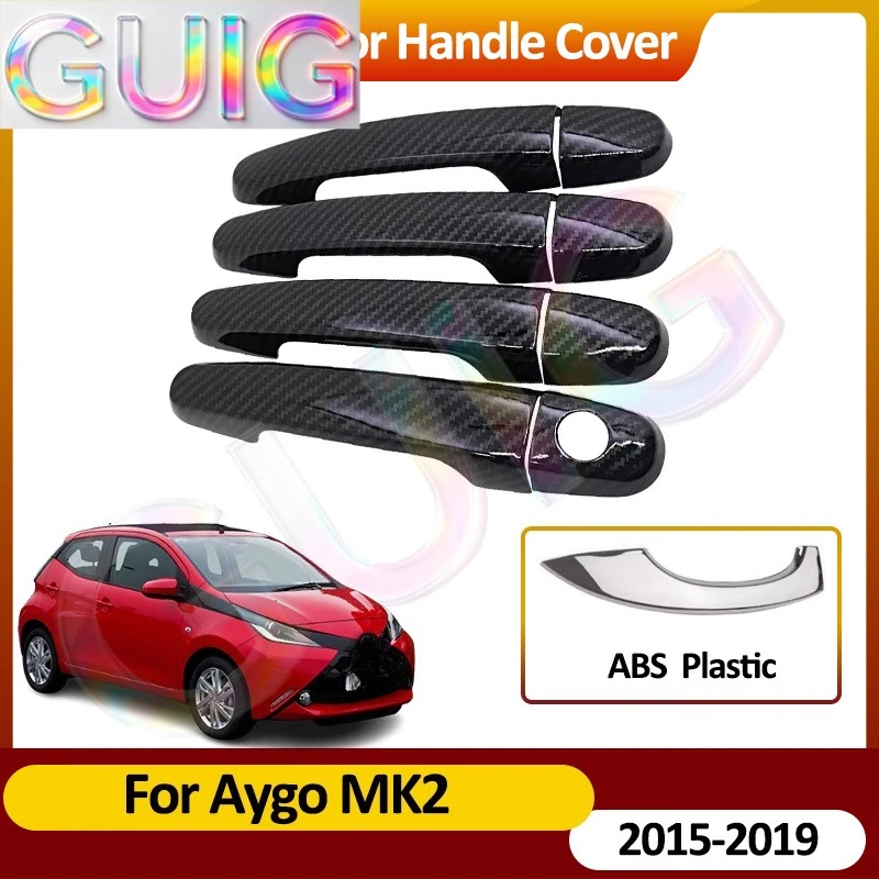 Для Toyota Aygo AB40 2015~2019 2018 2017: накладки на дверные ручки из углеродного волокна, стикеры, защита от царапин, аксессуары для экстерьера автомобиля