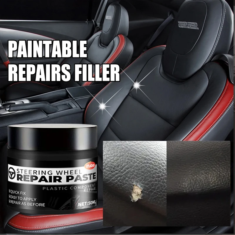 LOORSAN Black Leather Repair Filler Paste Skin Restoration Cream Auto Seat Refinish Fix Scratches Cracks Holes Wear Damage Renew