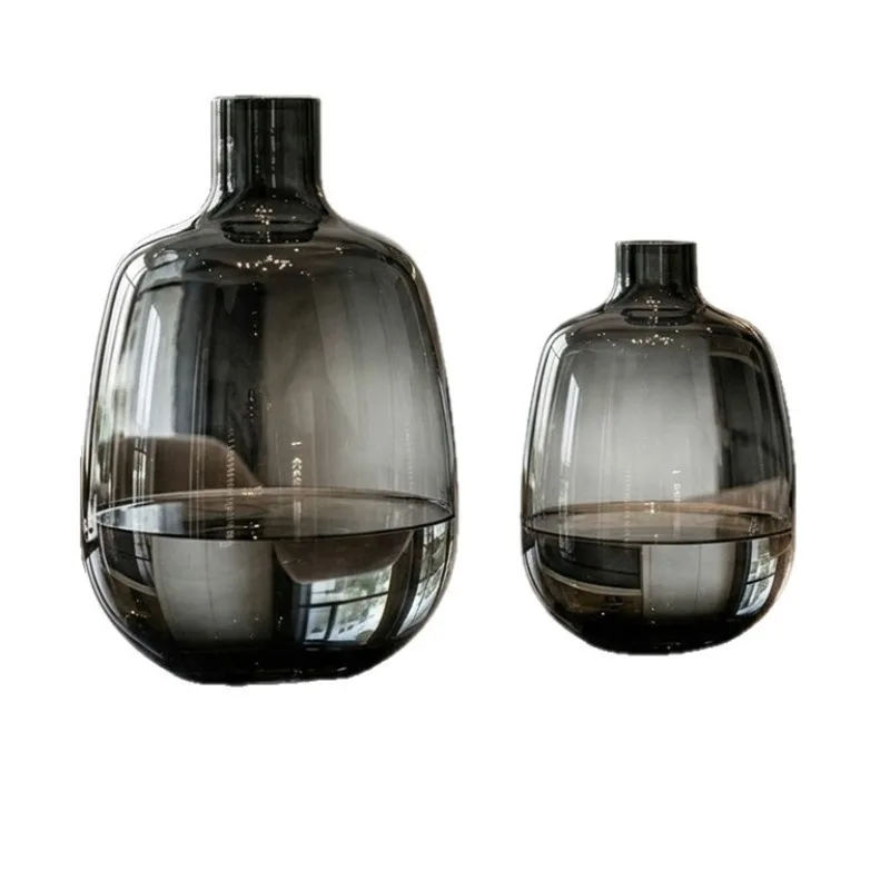 Modern big-bellied glass vase hydroponic ornament hanging bell bamboo living room flower arrangement floor