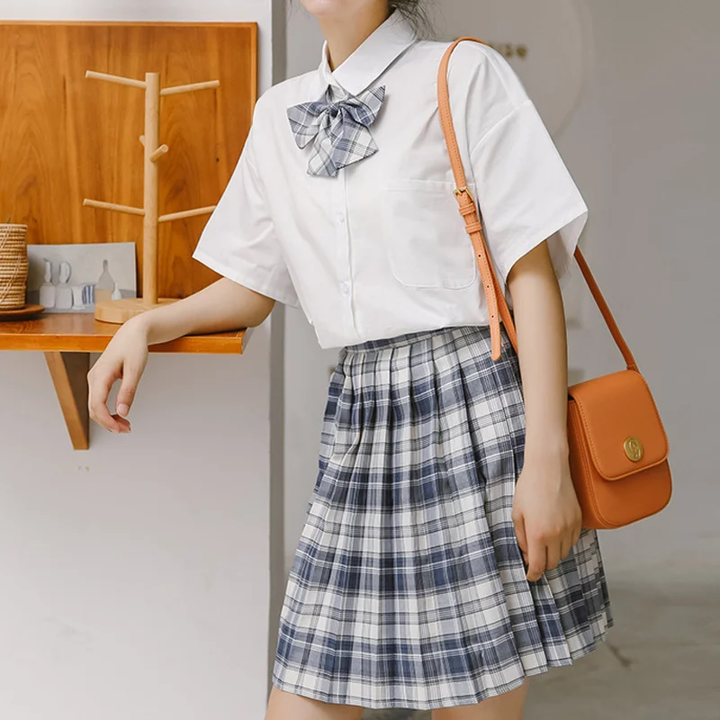 

Shirts Women Japanese Style Inside Preppy Solid Basic Baggy Streetwear Schoolgirl Ulzzang Casual Femme Hipster Summer Ins Blusas