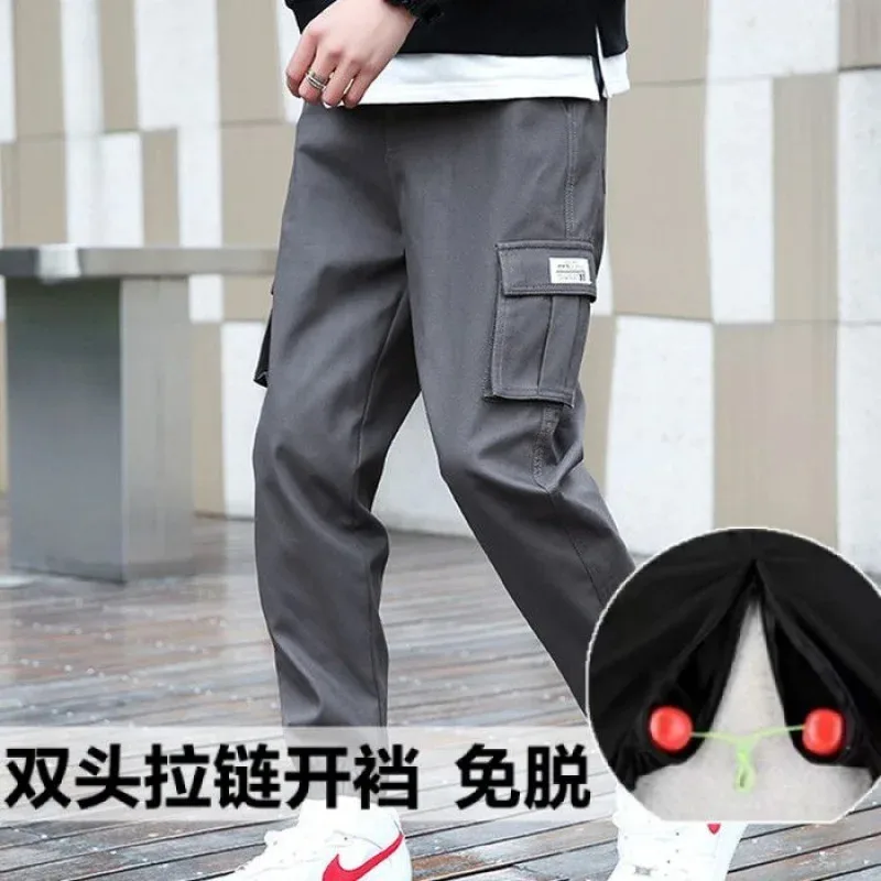 Monos sueltos pantalones casuales cremallera Invisible entrepierna abierta al aire libre conveniente libre libre conductor masculino pantalones de talla grande