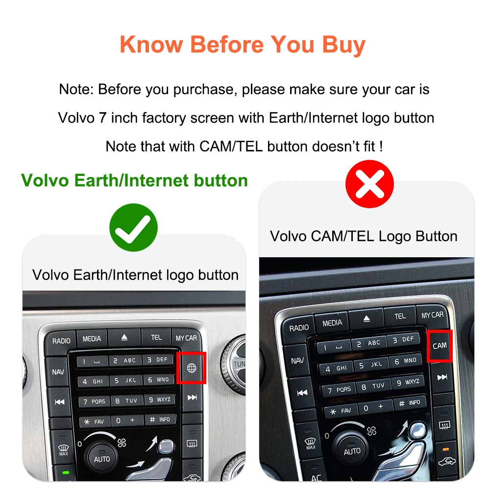 Bonroad Wireless CarPlay Android Auto OEM-Bildschirm-Upgrade-Decoder-Box für Volvo XC60 V60 V40 S60 2015-2019 mit 7-Zoll-Bildschirm Airplay – Detail 3
