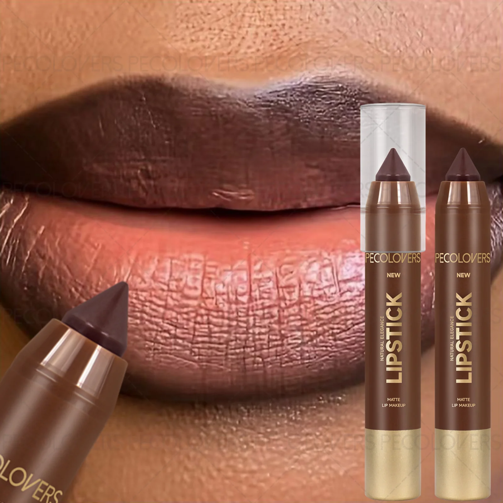 1 rossetto e rossetto 2 in 1, finitura opaca, punta precisa, tono marrone, contorno labbra, adatto per il trucco autunnale e invernale