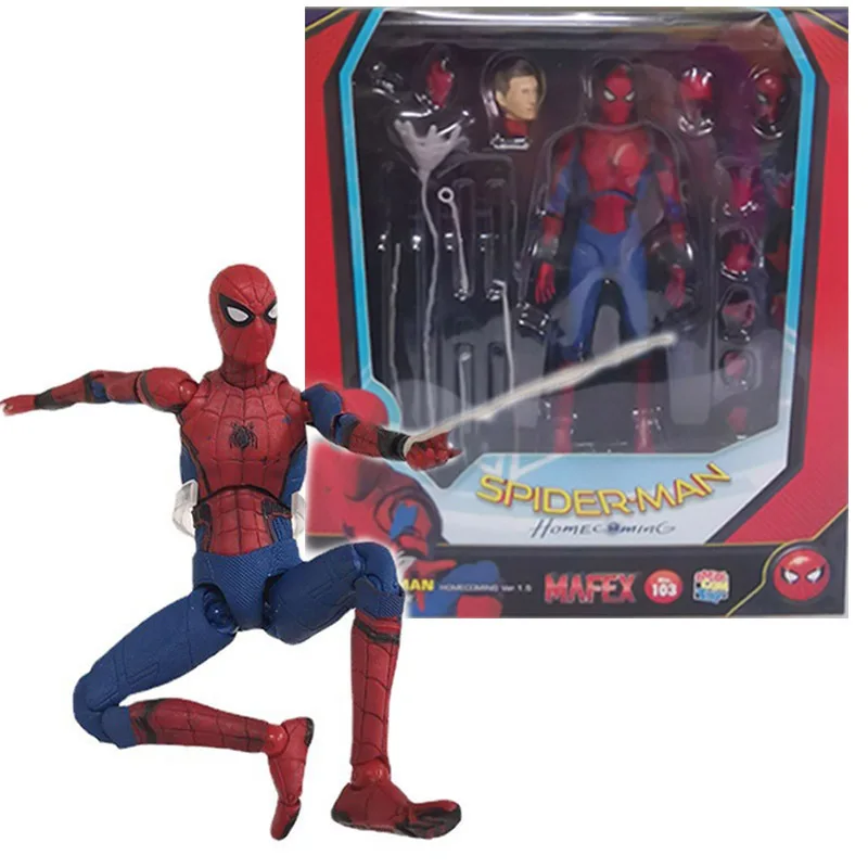 

Mafex 103 Spider Man Action Figure Toys Spiderman Homecoming Deluxe Edition Multi-Accessories Model Statue Doll Collectible Gift