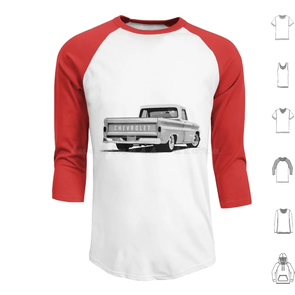 1965 Chevy C10 Pickup Hoodies Long Sleeve Truck Chevy C10 Pickup Gmc American Classic Silverado Vintage C20 V8 Custom