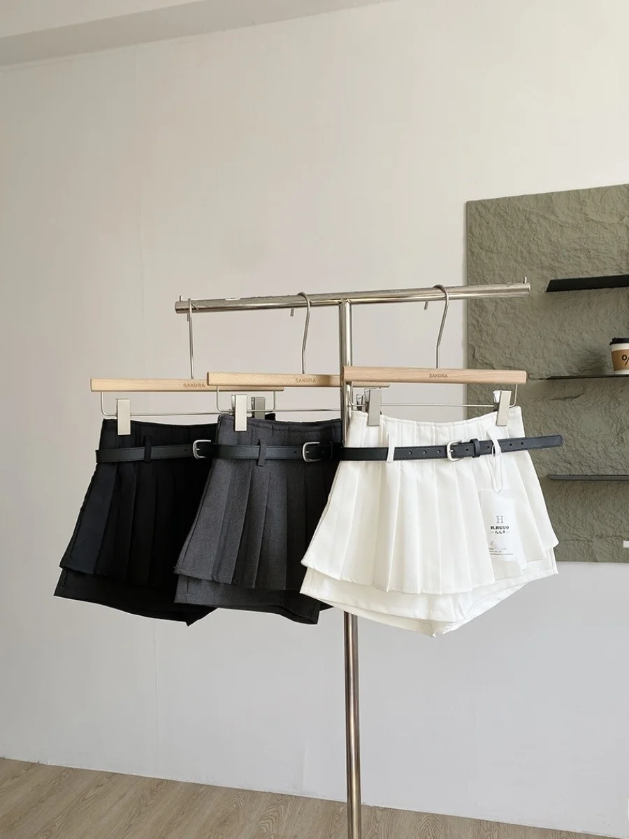 

Весна 2025: Женские плиссированные брюки-юбка с высокой талией, с поясом, защита от просвечивания, повседневные, для работы, из полиэстера