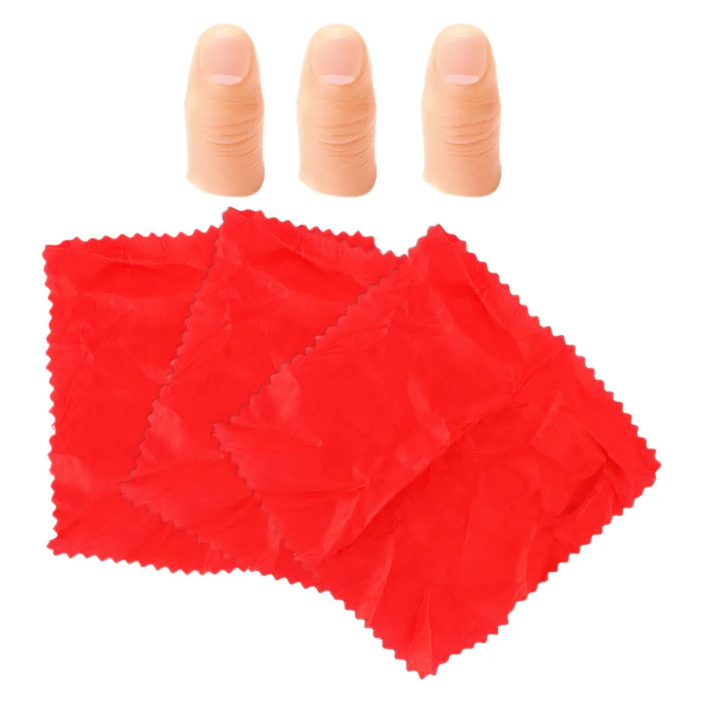 

6 Sets Silk Scarf Props Fake Finger Red Stage Performance Magician Kit Trick Party Prop Funny Toy