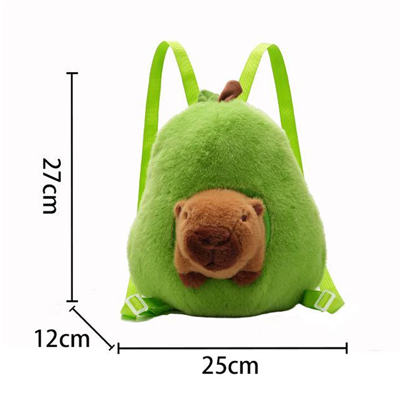 Cartone animato creativo avocado capibara zaino in peluche carino moda capibara sacchetto di peluche borse da scuola per bambini regali di compleanno