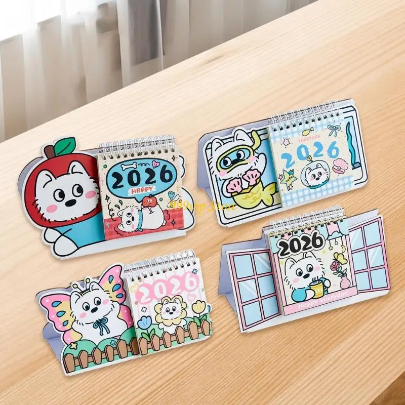 

C90C 2026 Desktop Calendars Lucky Dog Desk Calendar Standing Calendar for Office