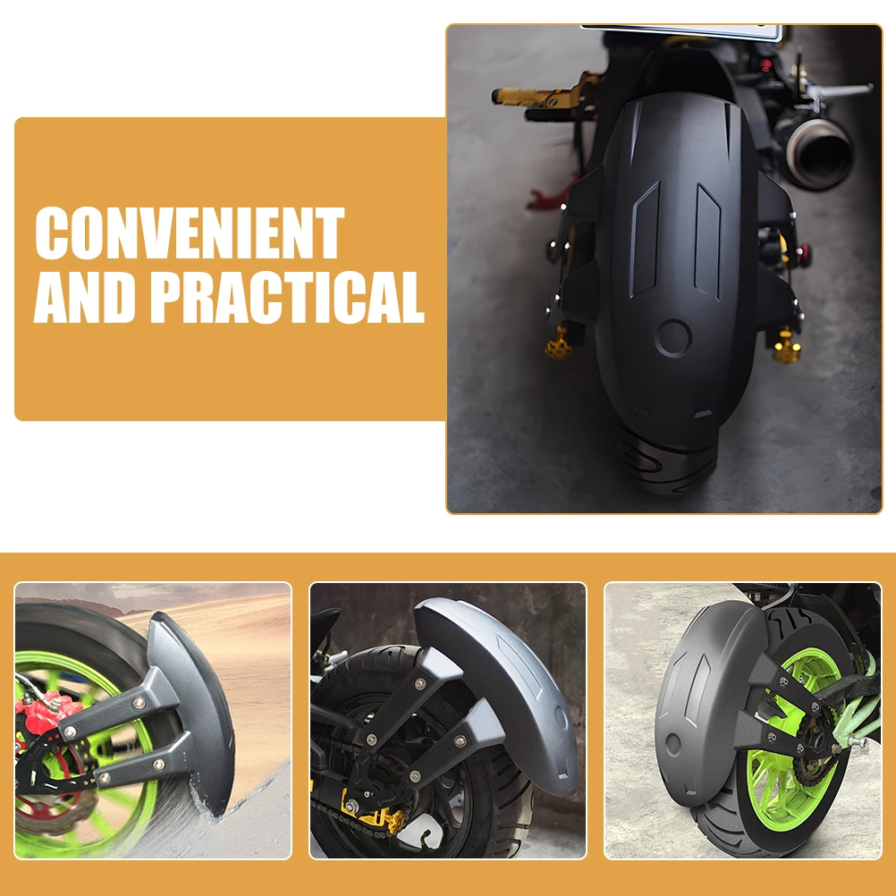 

Rear Mudguard Black Adjustable Motorcycle Splash Guard Durable PP Steel Universal Plain Axle Bike Mudguards