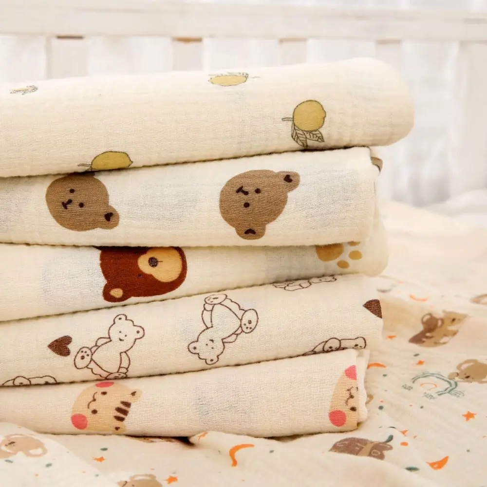 Cute Air Filter Cotton Infant Strappy Blanket Cartoon Breathable Baby Swaddle Blanket Soft Warm Newborn Blanket Wraps Outdoor
