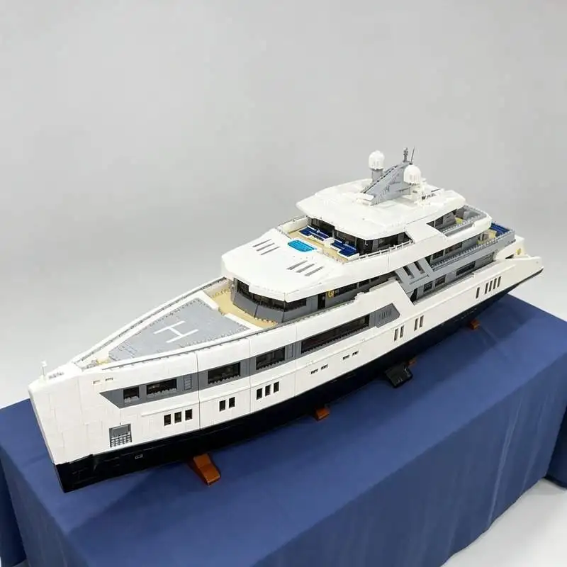 47827PCS MOC Huge Luxury Yacht Cruise Ship Model Large Scale Building Blocks DIY Assembly Maritime Display Collection Gift