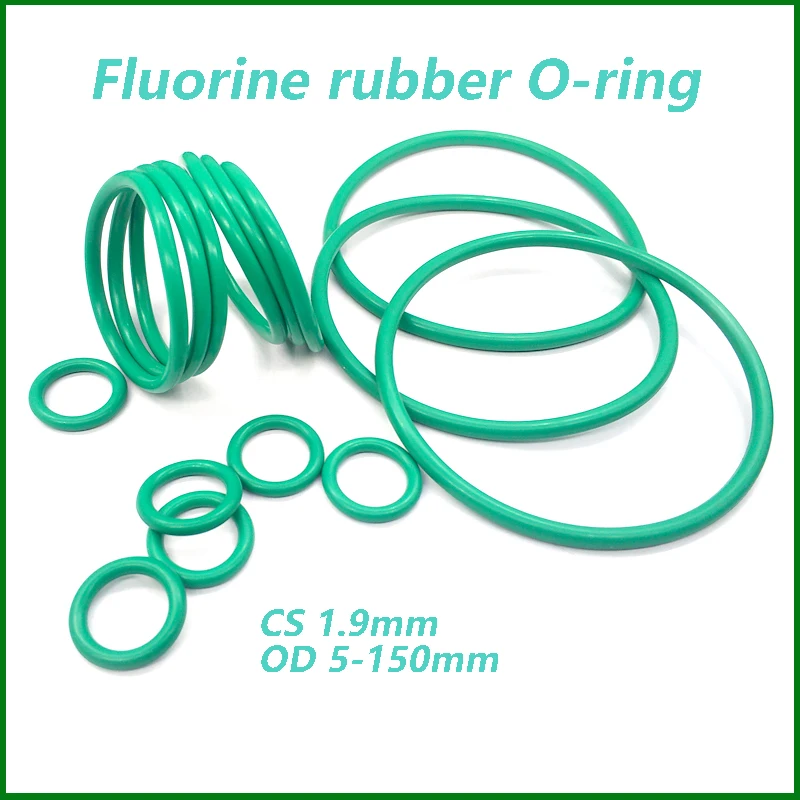 

FKM Green Fluorine Rubber O-Ring CS 1.9mm OD 5mm-150mm Thickness O-Rings Sealing Gasket Oil Resistant Acid & Alkali Resistant