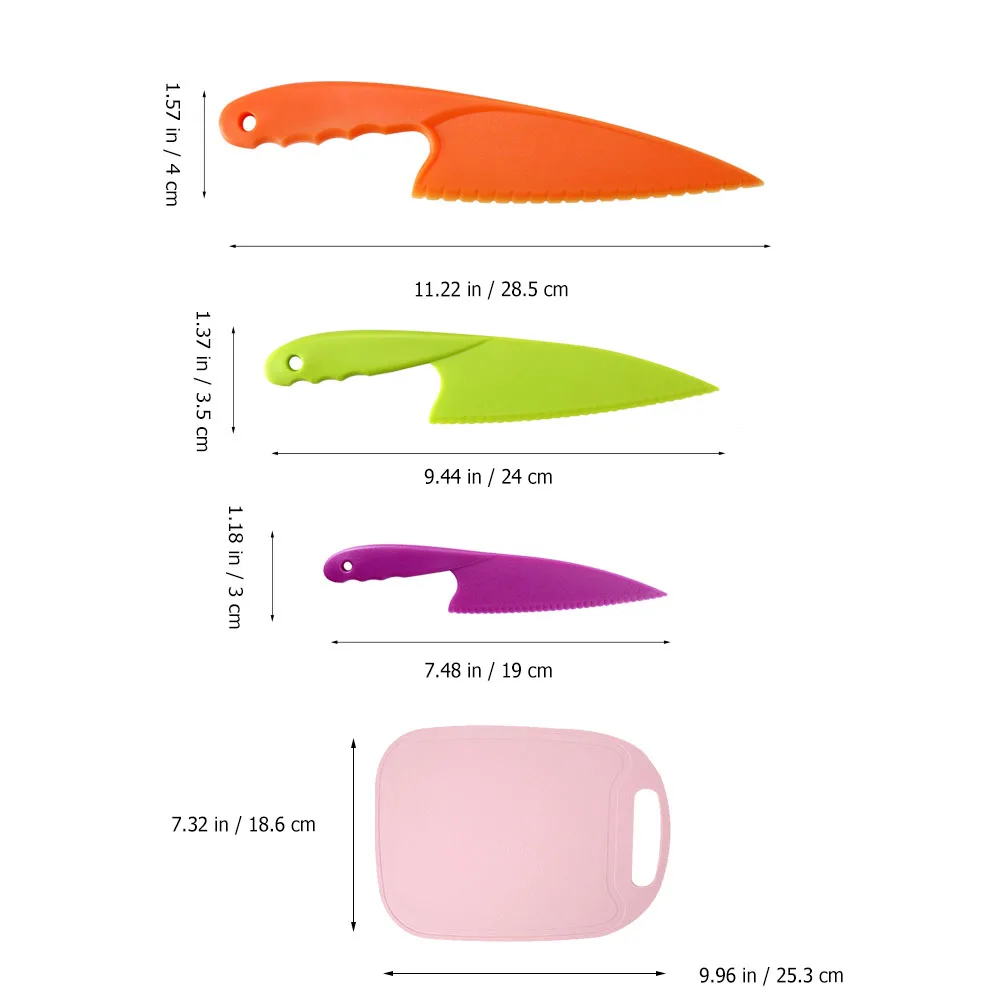 

Plastic Fruit Knife Set 2 Sets Kitchen Oil Resistant Knives Cutting Boards Accessories Colorful Non Slip Easy Storage for Fruit