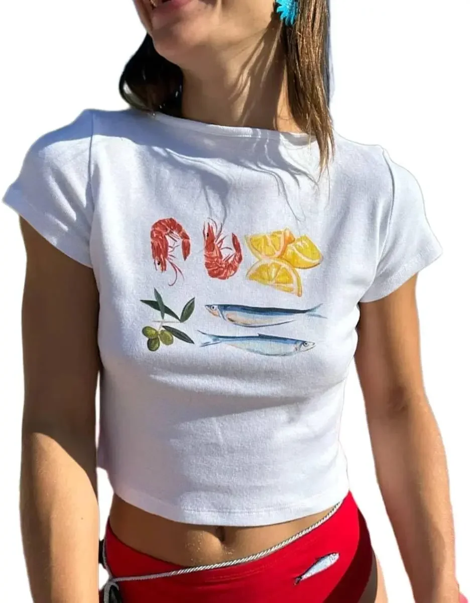 Lisa Sayes Gah Tee，Baby Tees for Women，Summer Y2K E-Girls Print Crop Top for Teen Girls