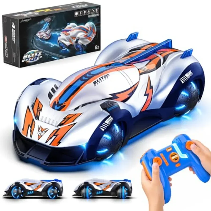 

Spherical Wheel RC Stunt Car for indoor stunt shows, ABS plastic body, black-red color, 3090 adjustable wheels with 360 spin an