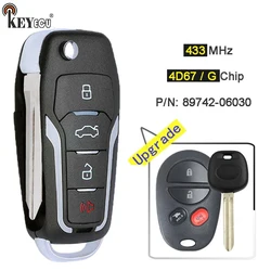 KEYECU 433MHz G / 4D67 Chip Upgraded Flip 4 Button Remote Key Fob TOY43 for Toyota Highlander Aurion Camry