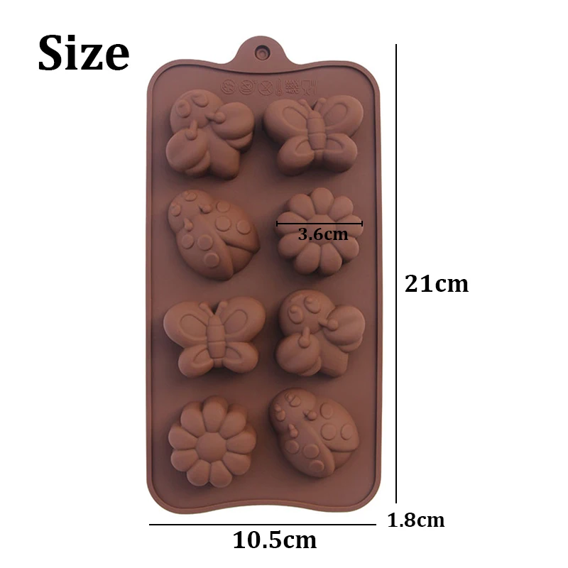 3D Insect Silicone Mold DIY Butterfly Bee Chocolate Candy Jelly Pudding Mould Cake Decoration Molds Baking Tool