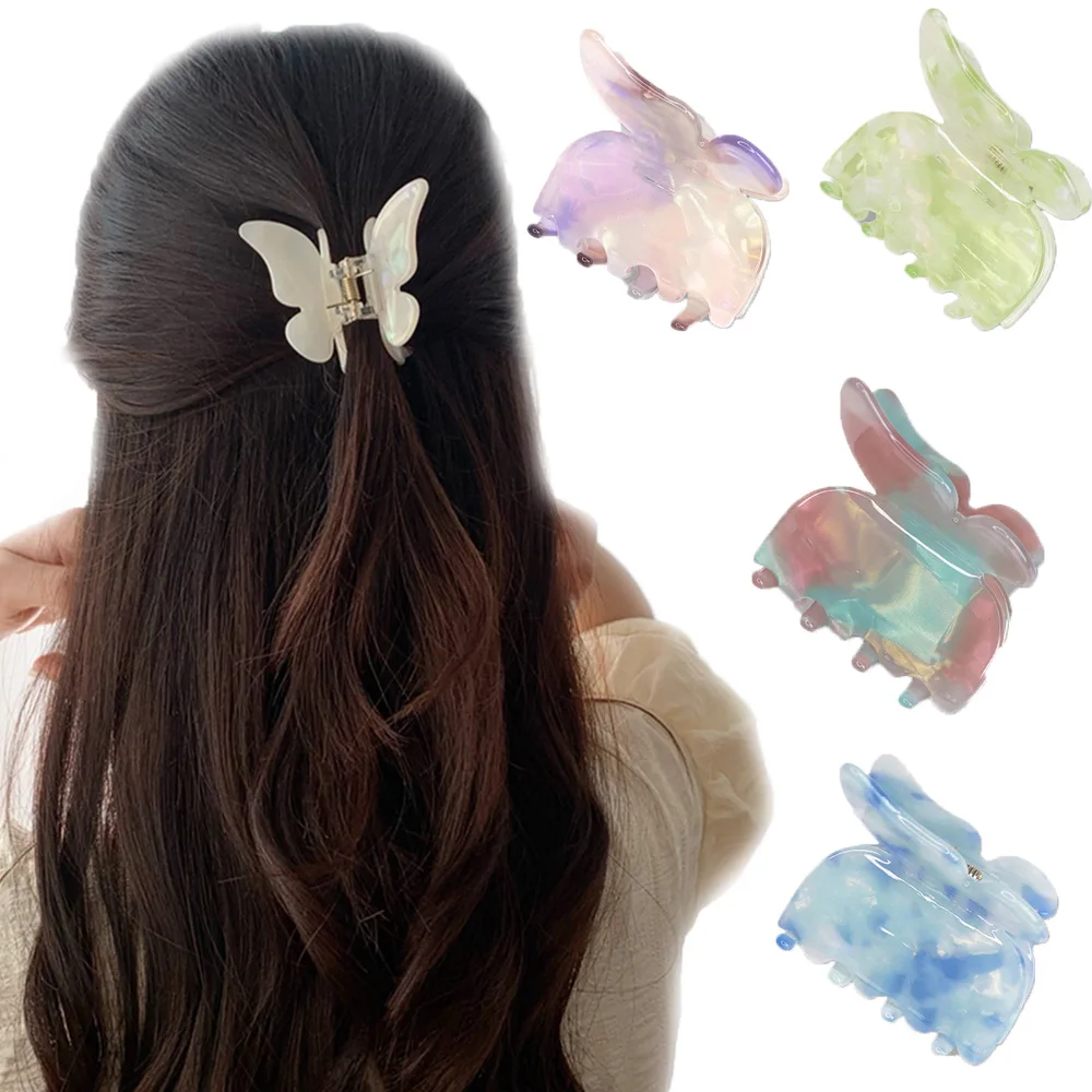 Fashion Cute Girls Candy Colors Hair Accessories Butterfly Hair Claw Butterfly Hair Clips Headwear Crab Clips