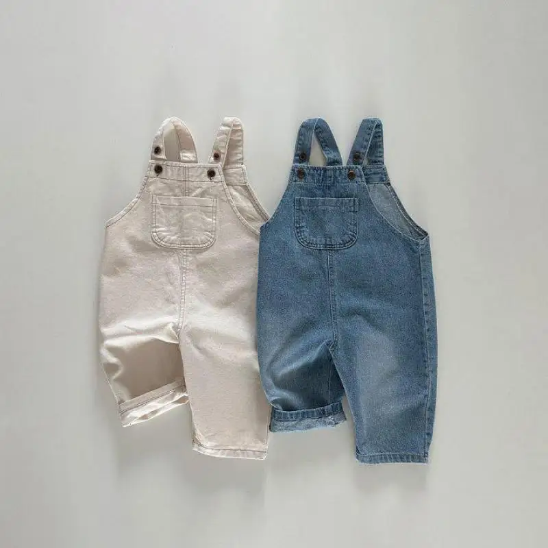 

Autumn Girl Baby Denim Overalls Boy Children Solid Casual Sleeveless Suspenders Jumpsuit Infant Cotton Trouser Kid Simple Pants