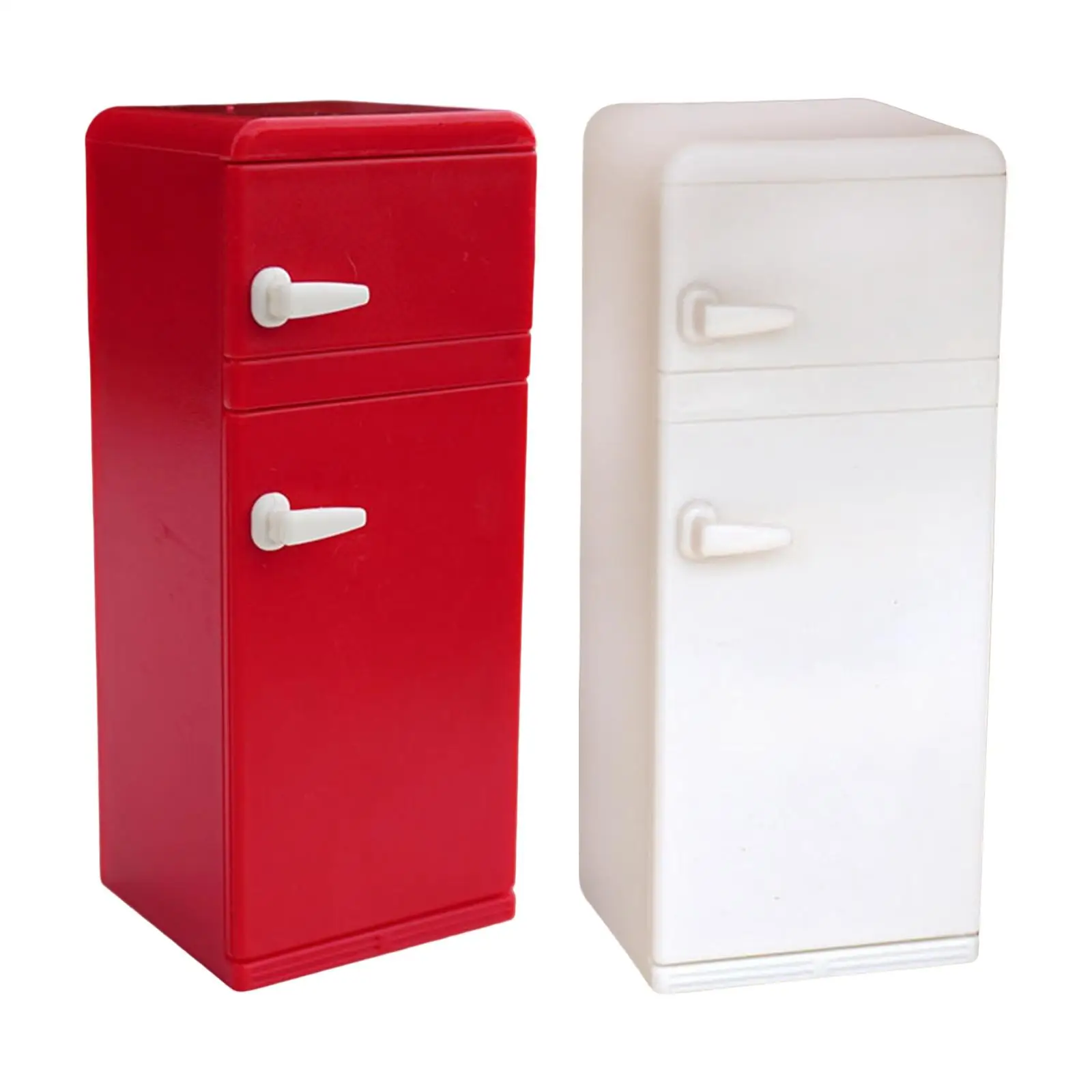 

Miniature Kitchen Fridge Dollhouse Plastic Furniture Set Realistic Refrigerator Model for Kids Pretend Play