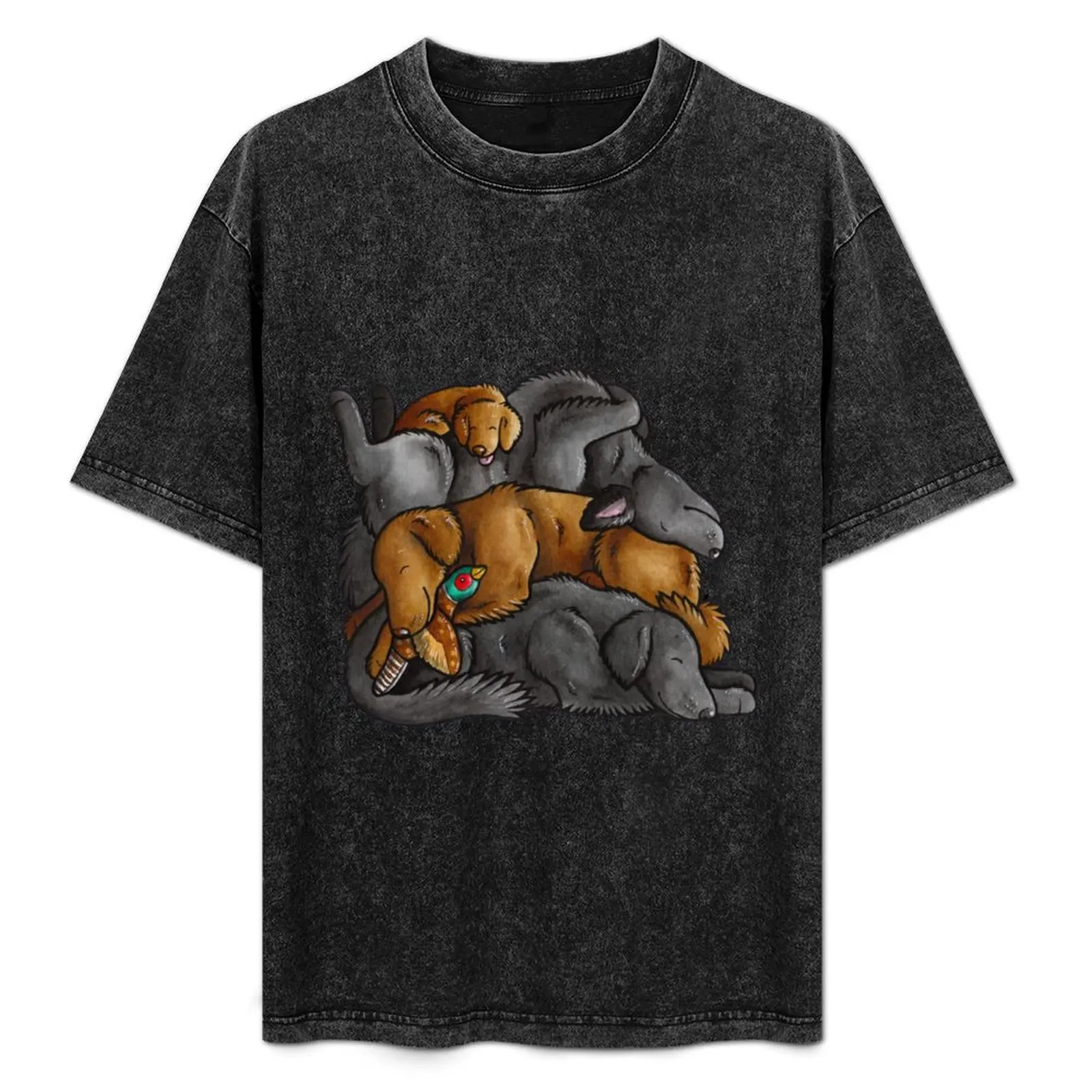 

Sleeping pile of Flat-coated Retriever dogs T-Shirt Big and Tall Solid Color T-Shirt
