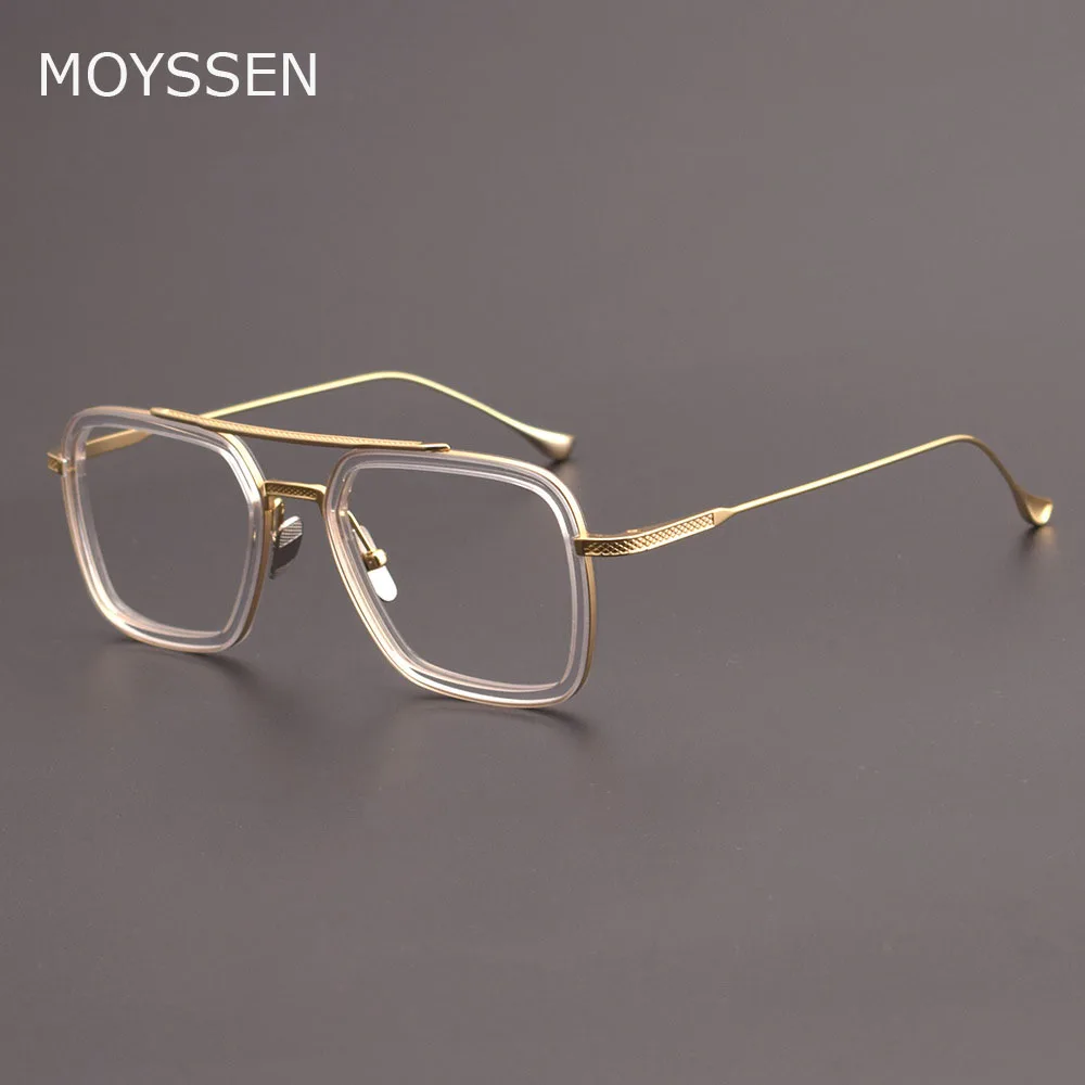 Brand Design Men Women Oversized Big Large Square Titanium Eyeglasses Frame Tony Transparent Sunglasses Can Customize Myopia