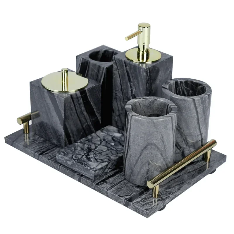 Family bathroom accessories set marble effect accessories bathroom set