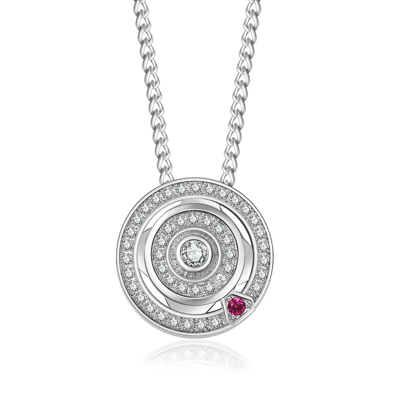 

Circular rotating pendant, new love compass titanium steel necklace, women's compass collarbone chain
