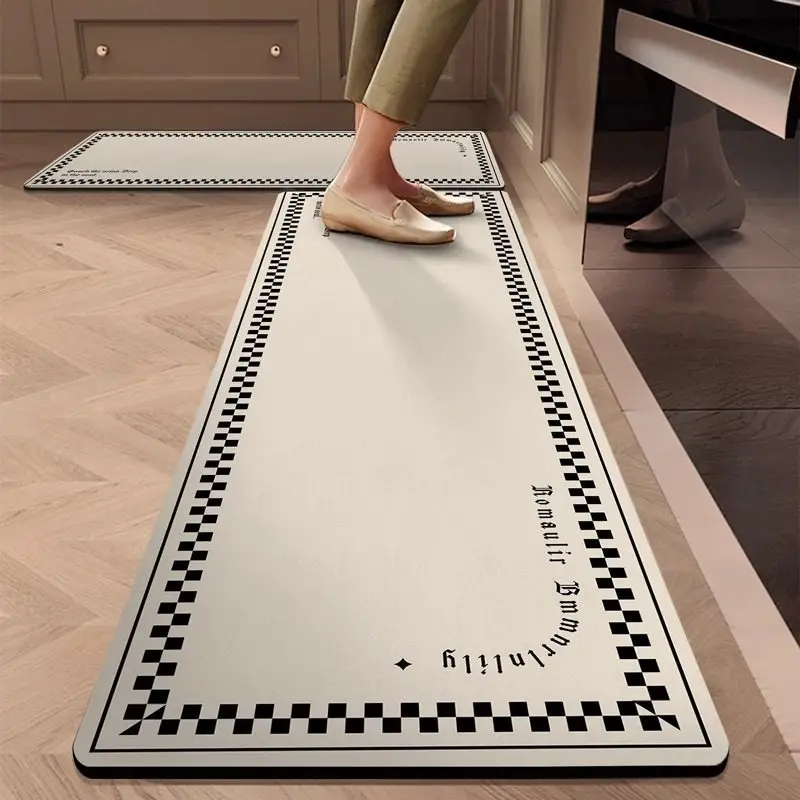 VIKAMA Luxury-Style Kitchen Floor Mat for Restaurant Silica Gel Anti-Oil and Anti-Water Self-Drying Anti-Fouling Anti-Slip Carpe