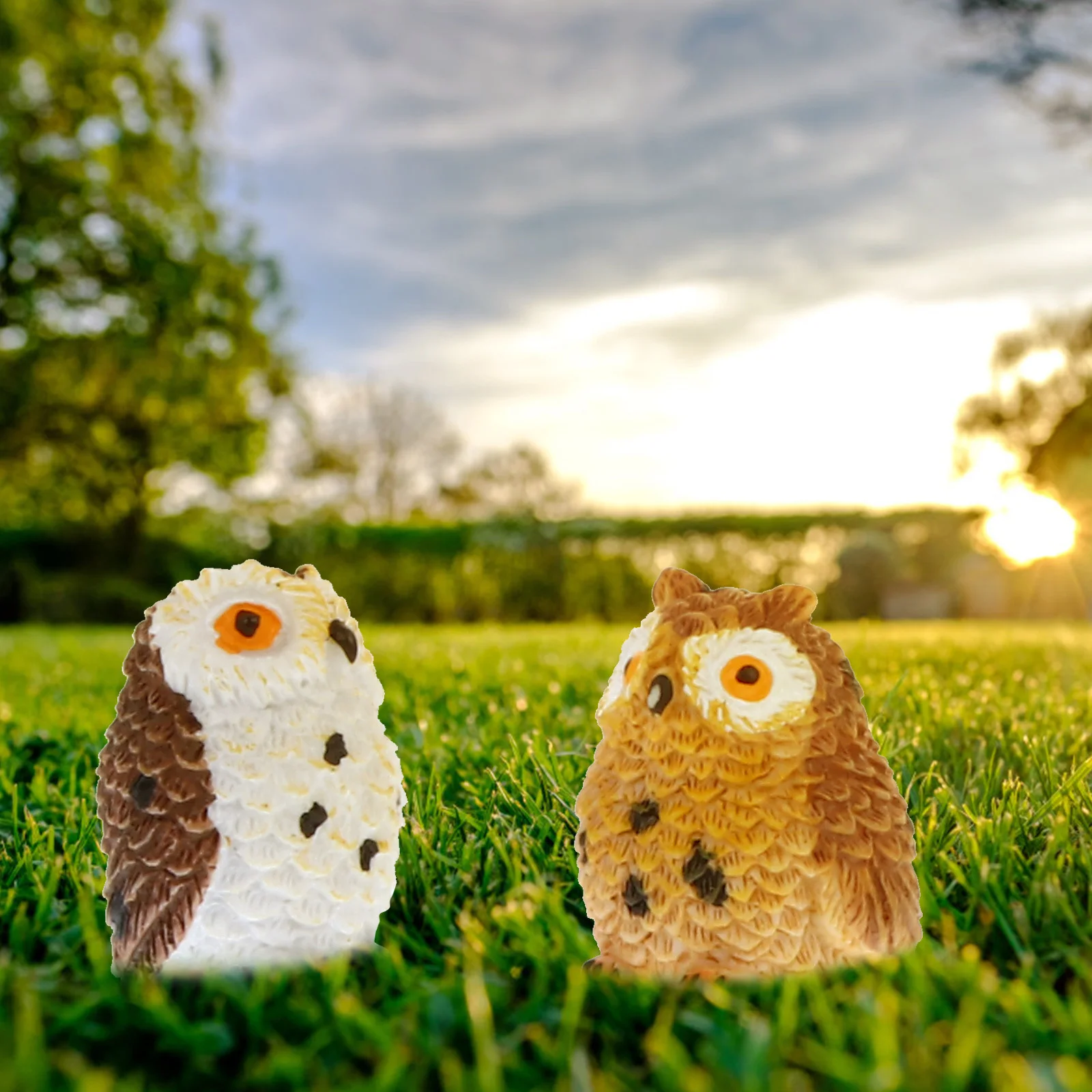 

4Pcs Owl Decorations Resin Miniatures Realistic Carved Owls for Home Office Garden Flower Pot Bonsai Scene Ornament