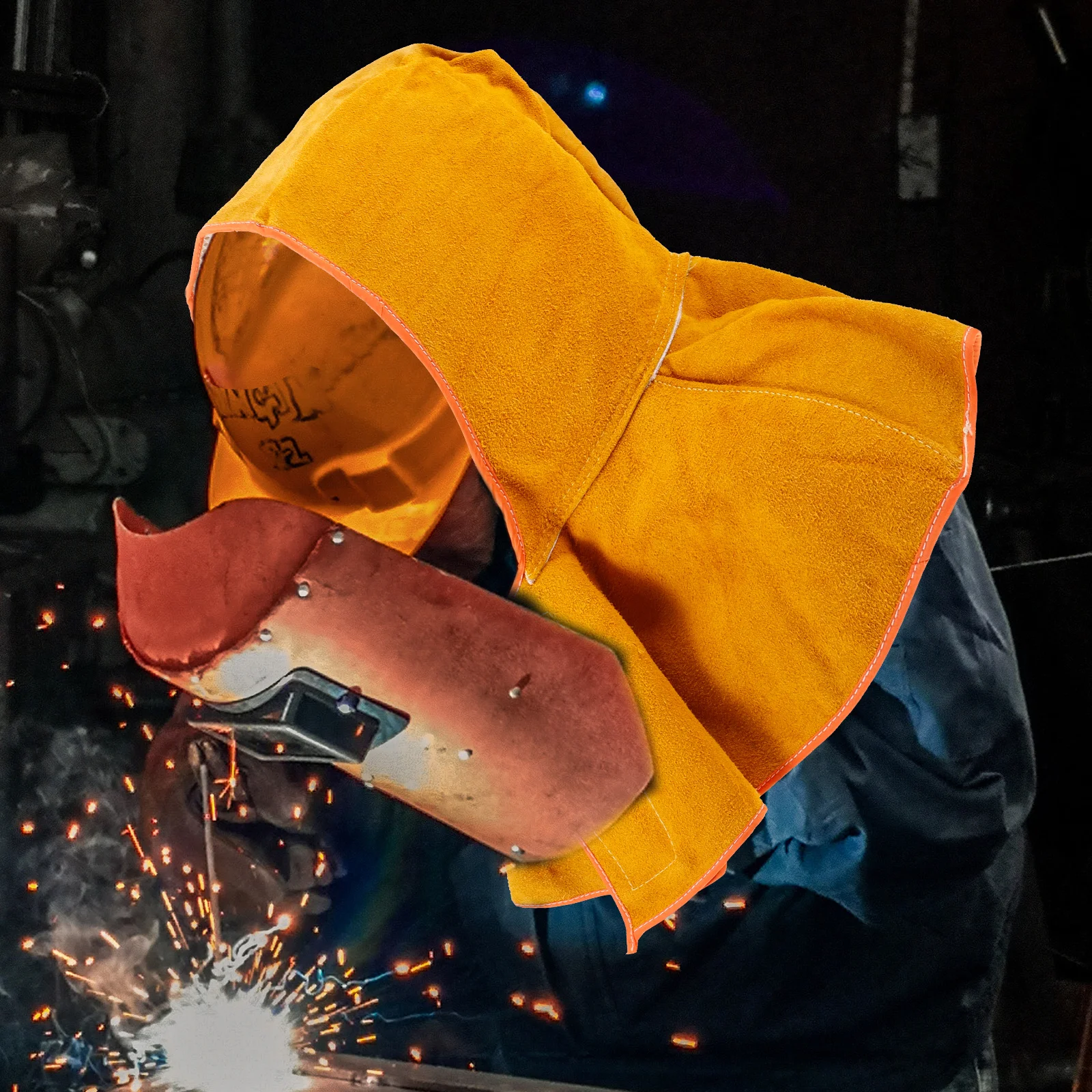 Cagoule de soudage ignifuge en cuir de vache, Protection de la tête pour adultes, hommes et femmes, drapeau de cou, capuchon de Protection, équipement de sécurité