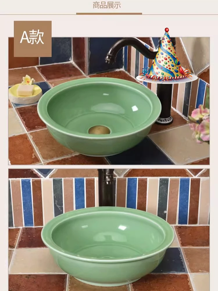 

Круглая настольная раковина для ванной комнаты, простая бытовая модель