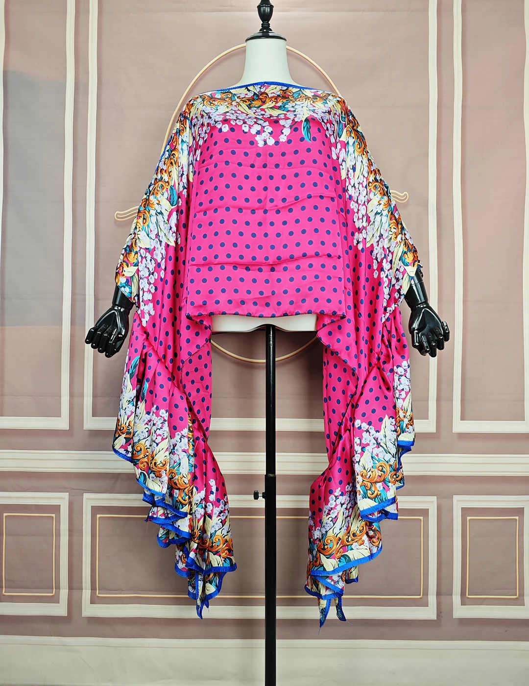 African 2024 Fashion Boho PrintedOne-Shoulder Puff Sleeves Silk Printed Kaftan Blouse Oversized Sexy lady Beach Party Loose Tops