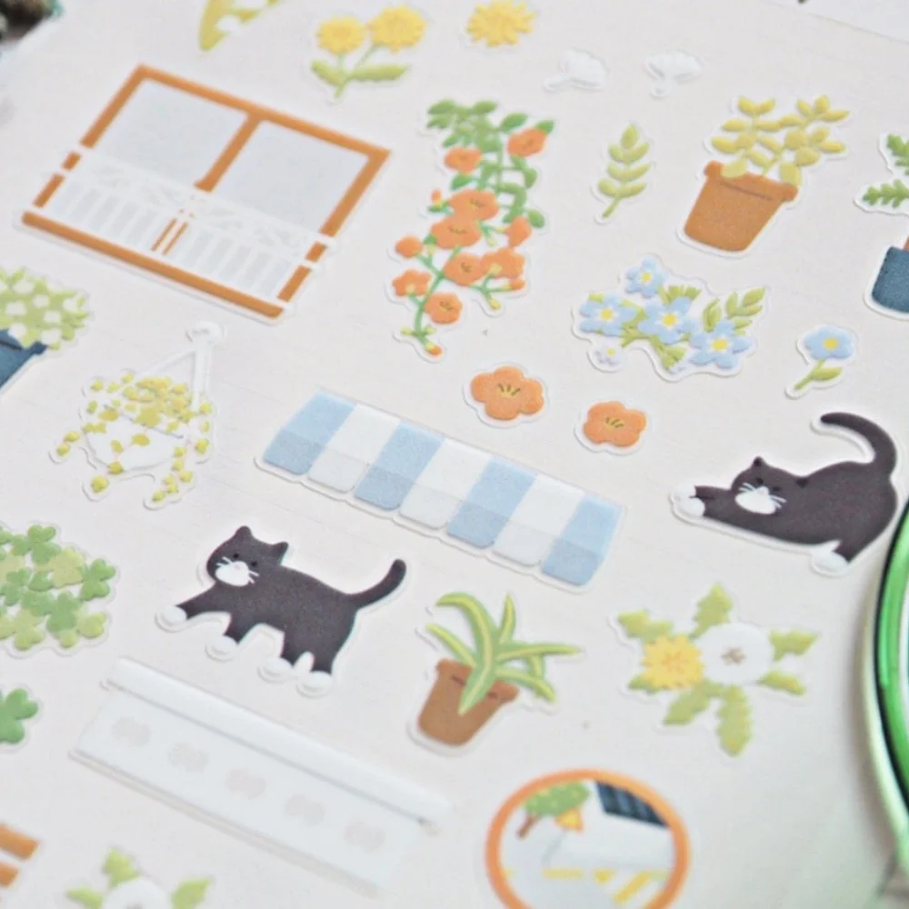 Korean Import Suatelier Green Alley Black Cat PVC Sticker Scrapbook Decoration Stationery DIY Sticker School Office Supply 1163