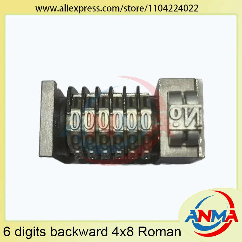 2Pieces 6 Digits Numbering Machine Backward Steel Roman Type 4*8 Cicero Not sink